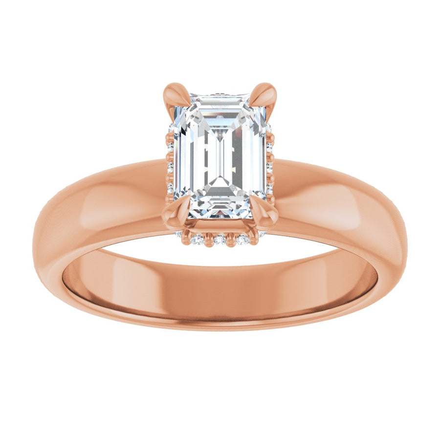 Emerald Claw-Prong Hidden Halo-Style Engagement Ring Semi-Mount - gallery - Series 127042