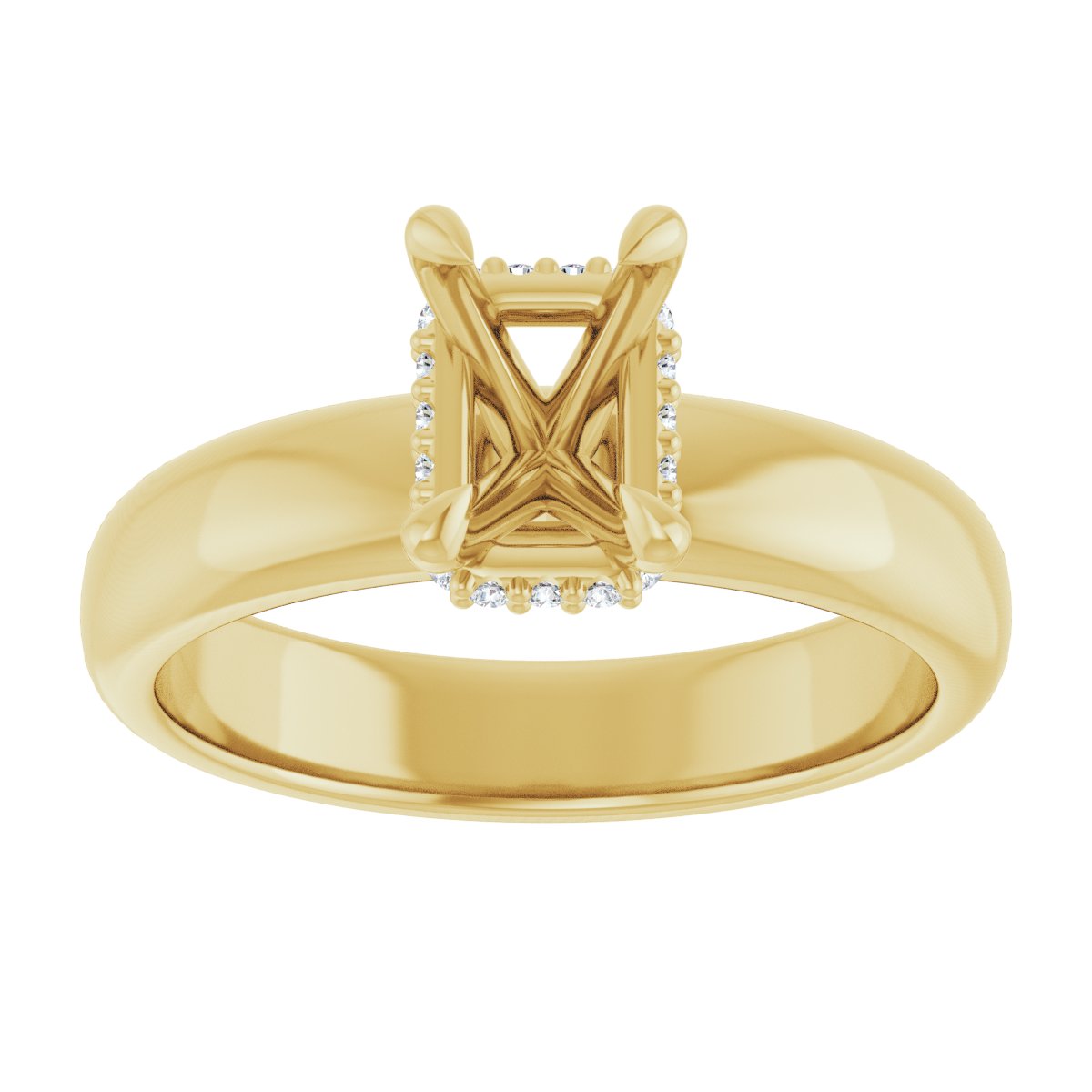 Emerald Claw-Prong Hidden Halo-Style Engagement Ring Semi-Mount - gallery - Series 127042