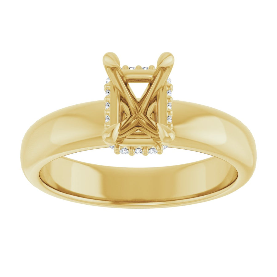 Emerald Claw-Prong Hidden Halo-Style Engagement Ring Semi-Mount - gallery - Series 127042
