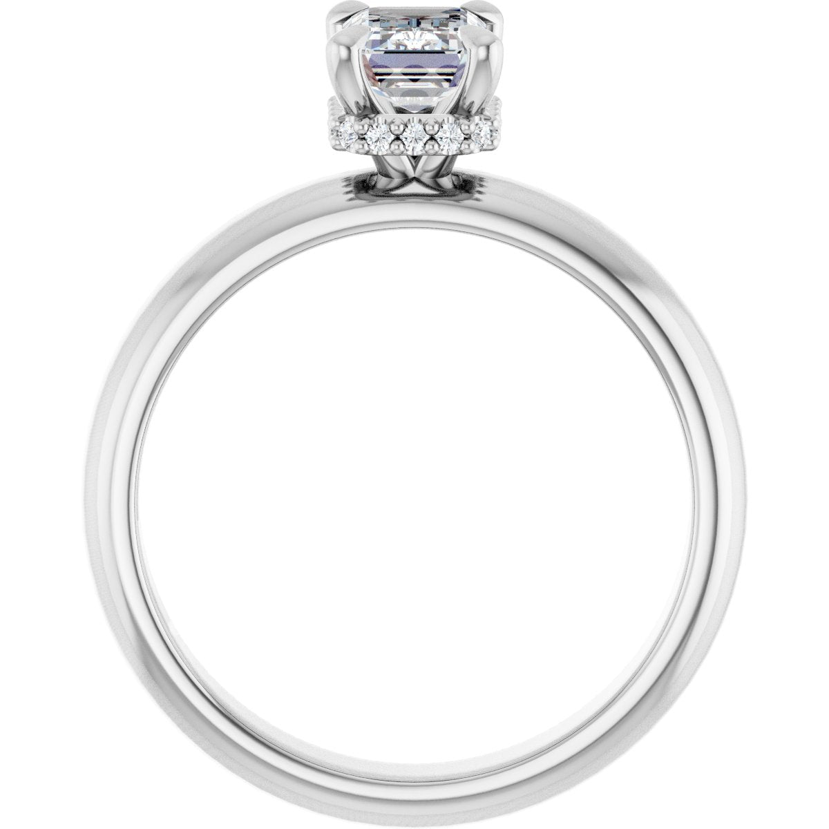 Emerald Claw-Prong Hidden Halo-Style Engagement Ring Semi-Mount - gallery - Series 127042