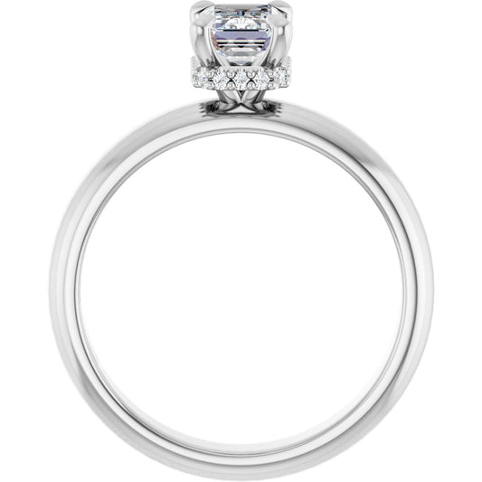 Emerald Claw-Prong Hidden Halo-Style Engagement Ring Semi-Mount - gallery - Series 127042