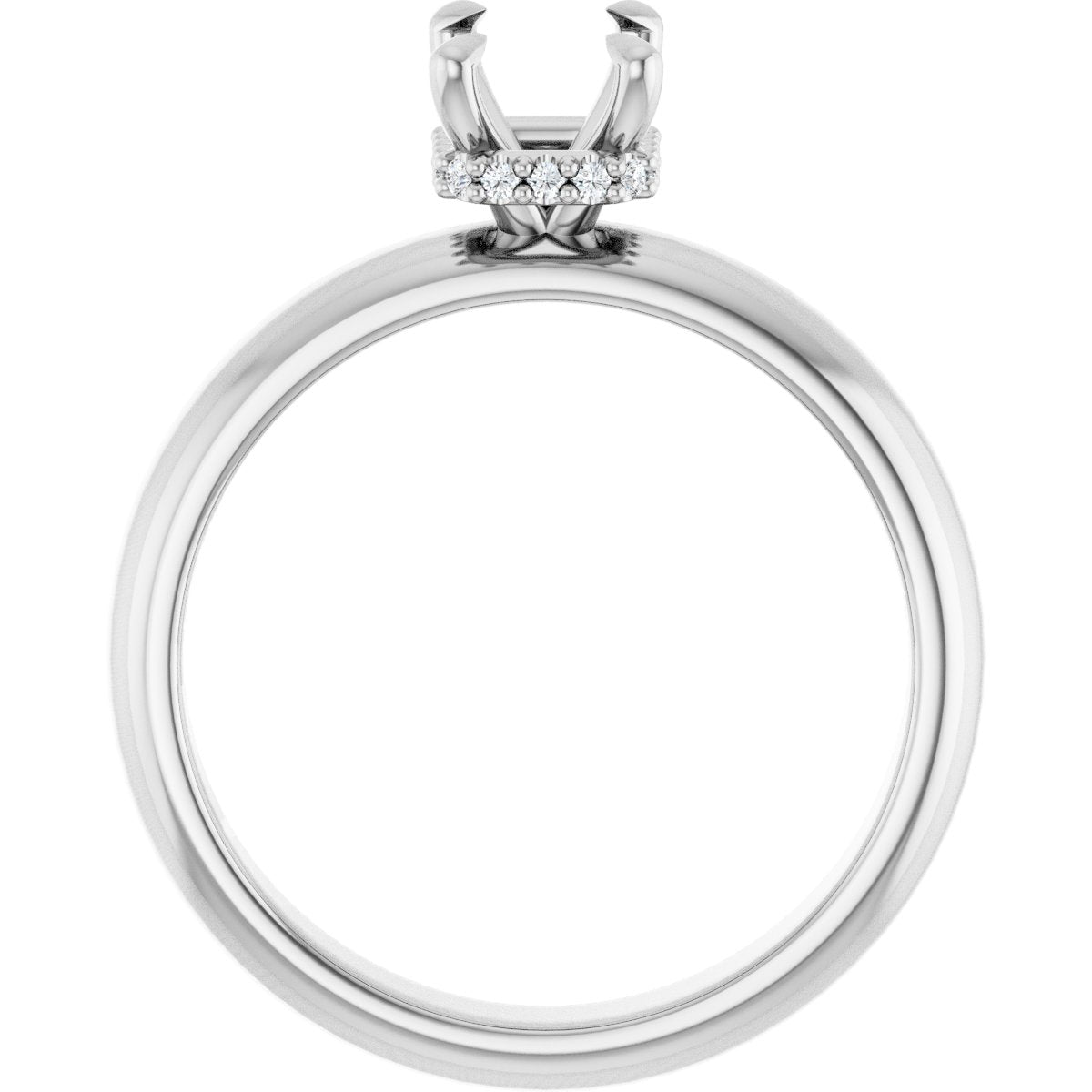 Emerald Claw-Prong Hidden Halo-Style Engagement Ring Semi-Mount - gallery - Series 127042