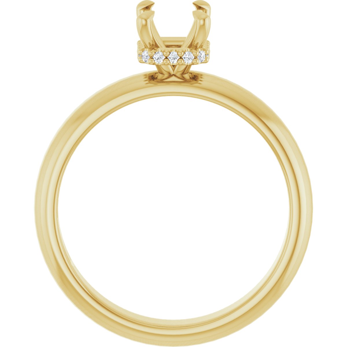 Emerald Claw-Prong Hidden Halo-Style Engagement Ring Semi-Mount - gallery - Series 127042