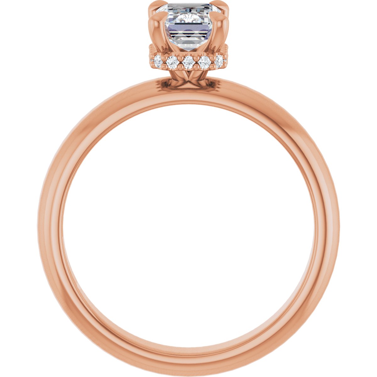 Emerald Claw-Prong Hidden Halo-Style Engagement Ring Semi-Mount - gallery - Series 127042