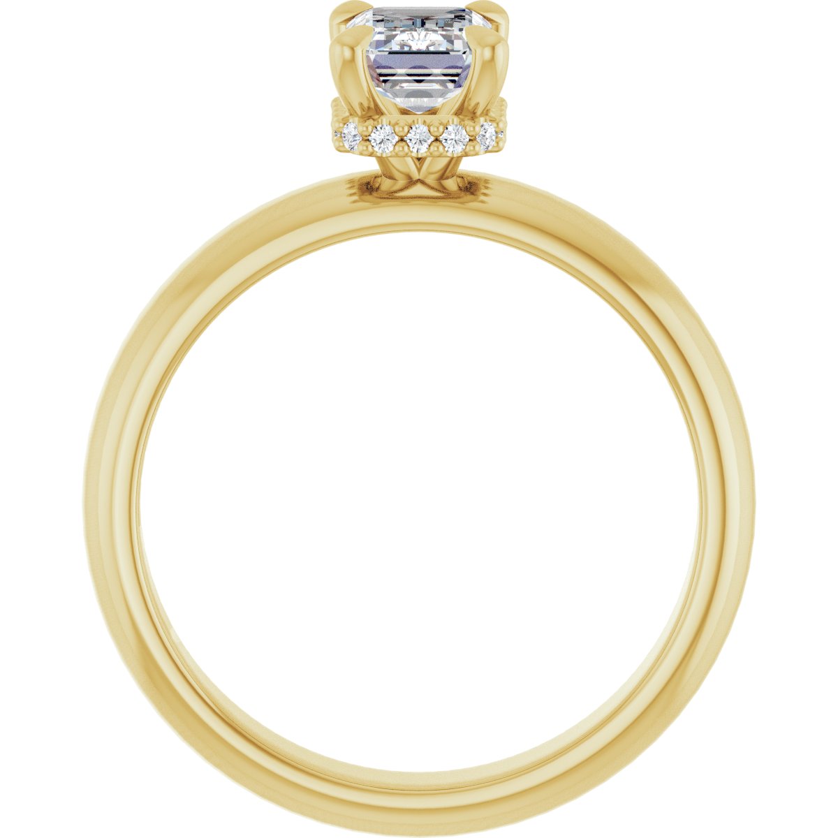 Emerald Claw-Prong Hidden Halo-Style Engagement Ring Semi-Mount - gallery - Series 127042
