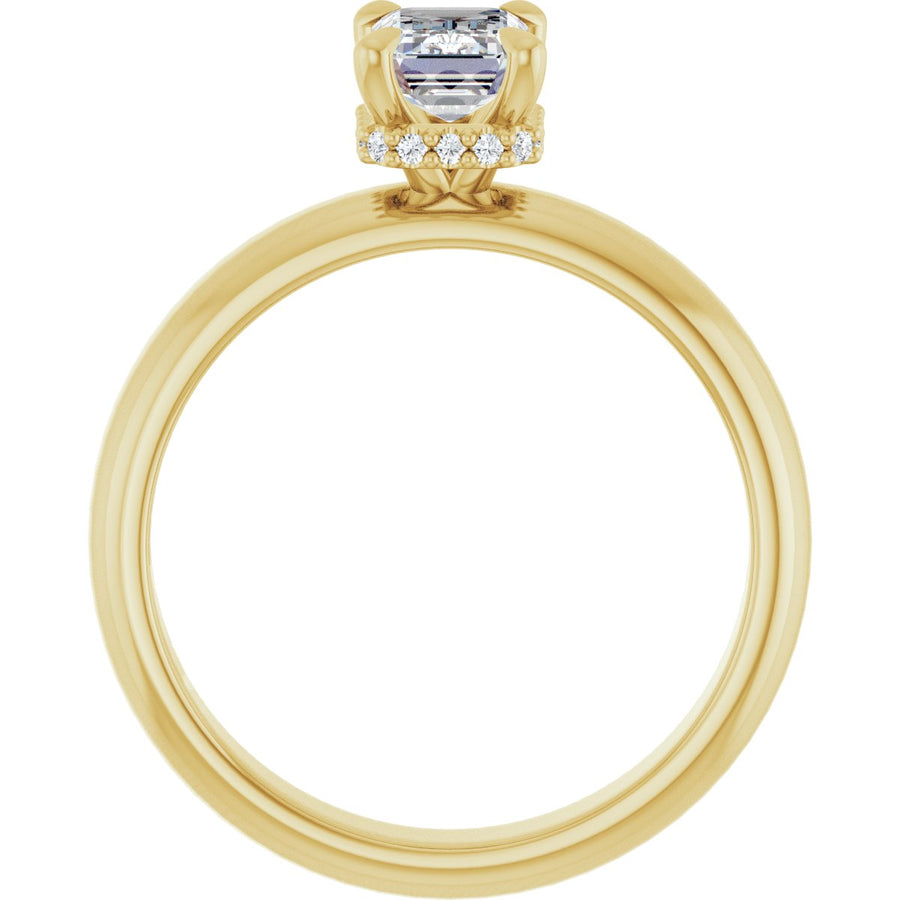 Emerald Claw-Prong Hidden Halo-Style Engagement Ring Semi-Mount - gallery - Series 127042