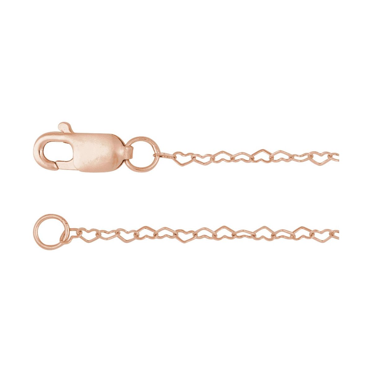 .8 mm Heart Chain Bracelet (.8 Mm / 7 In) - 14K Rose Gold - Series CH1254