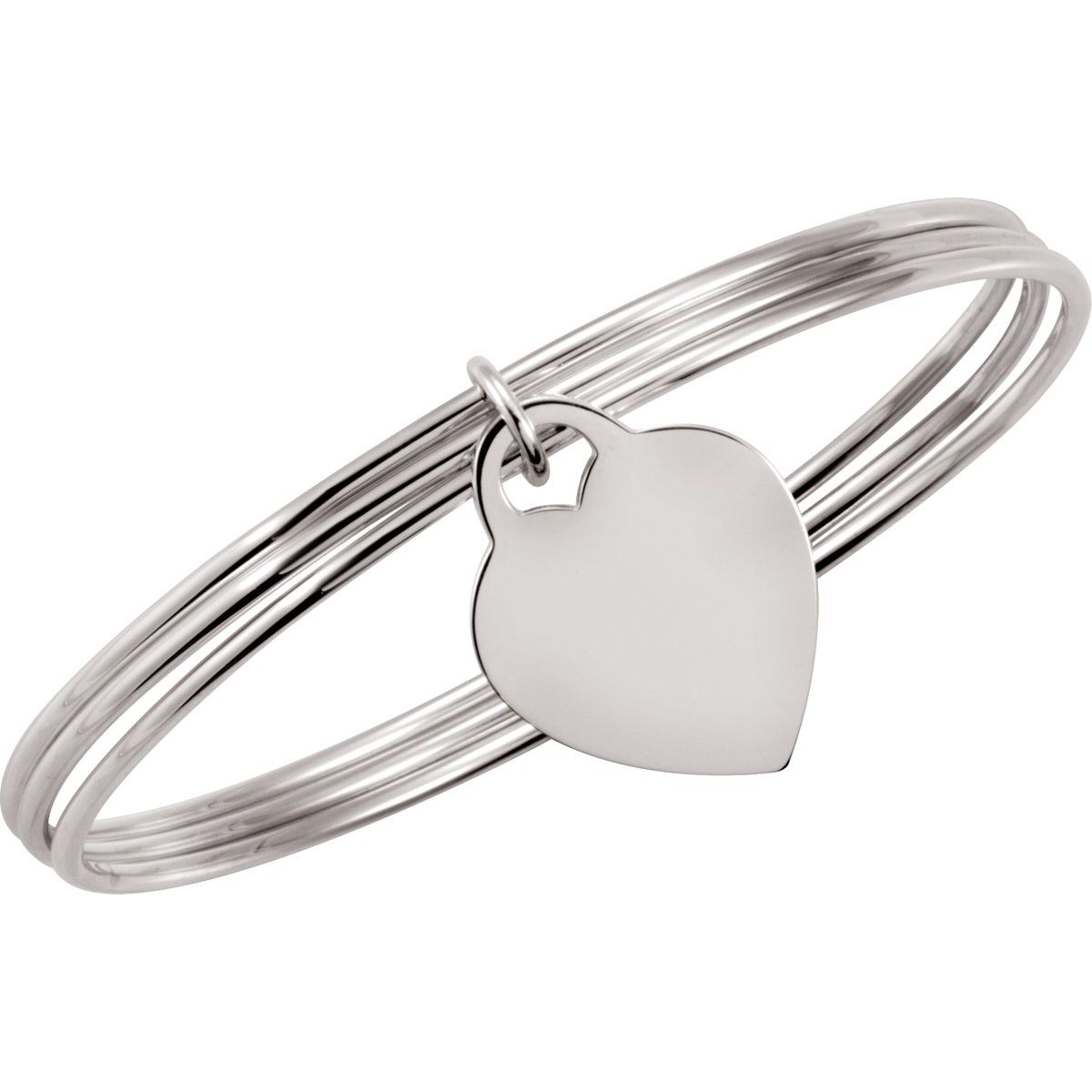 Heart Charm Bangle Bracelet - gallery - Series BRC644