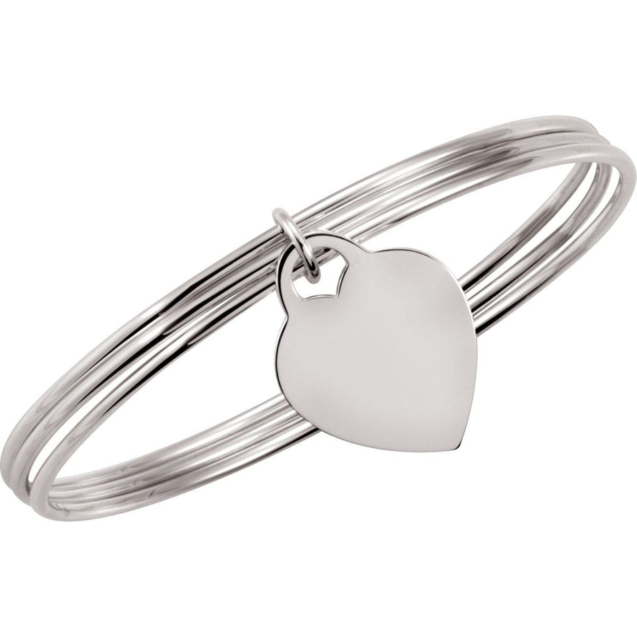 Heart Charm Bangle Bracelet - gallery - Series BRC644
