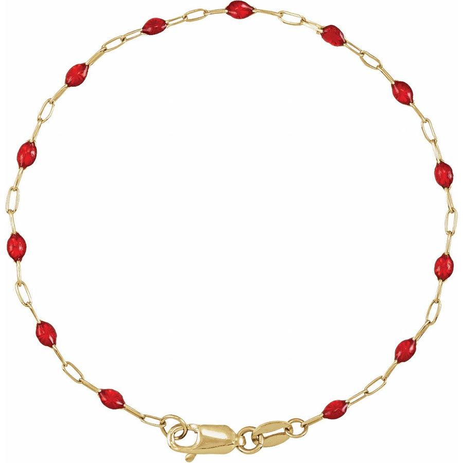 1.6 mm Enamel Bead Paperclip-Style Chain Bracelet (1.6 Mm / 7 In) - gallery - Series CH1290