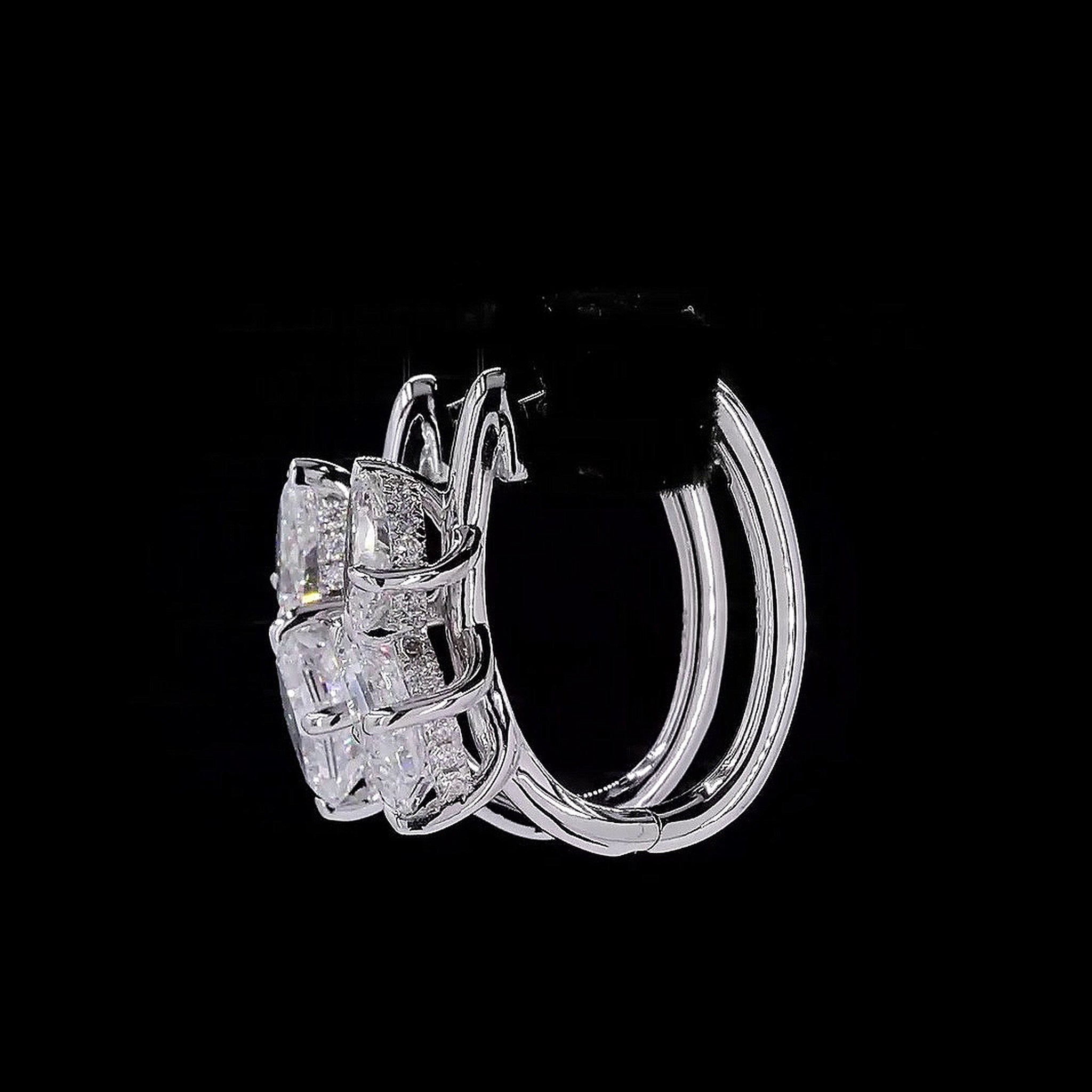 3 CT Toi et Moi HOOP EARRINGS 14K GOLD