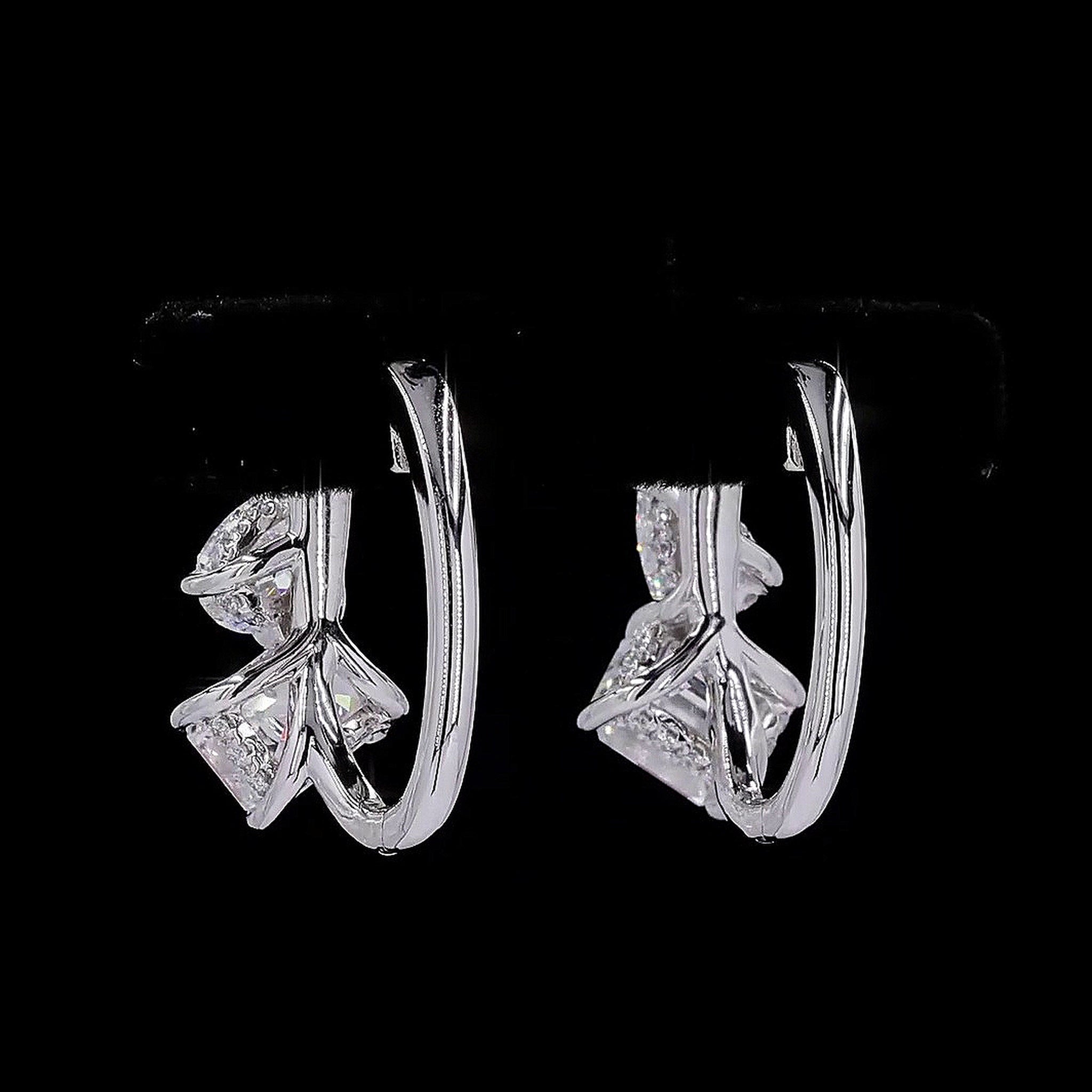 3 CT Toi et Moi HOOP EARRINGS 14K GOLD