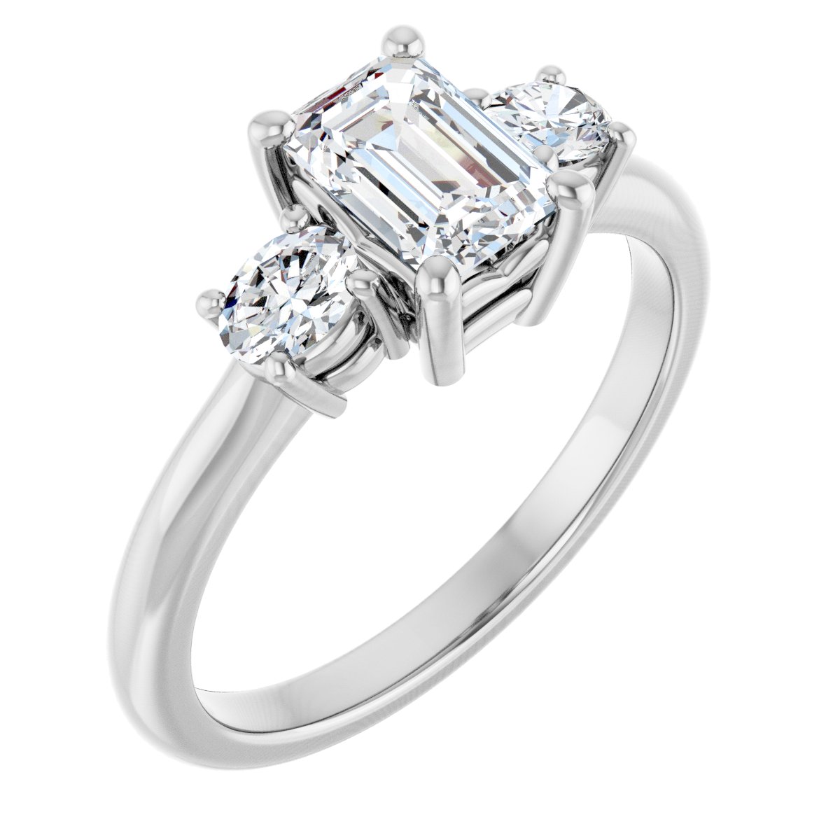 Natural Diamond Emerald Three-Stone Engagement Ring Semi-Mount - Platinum - Series 127205