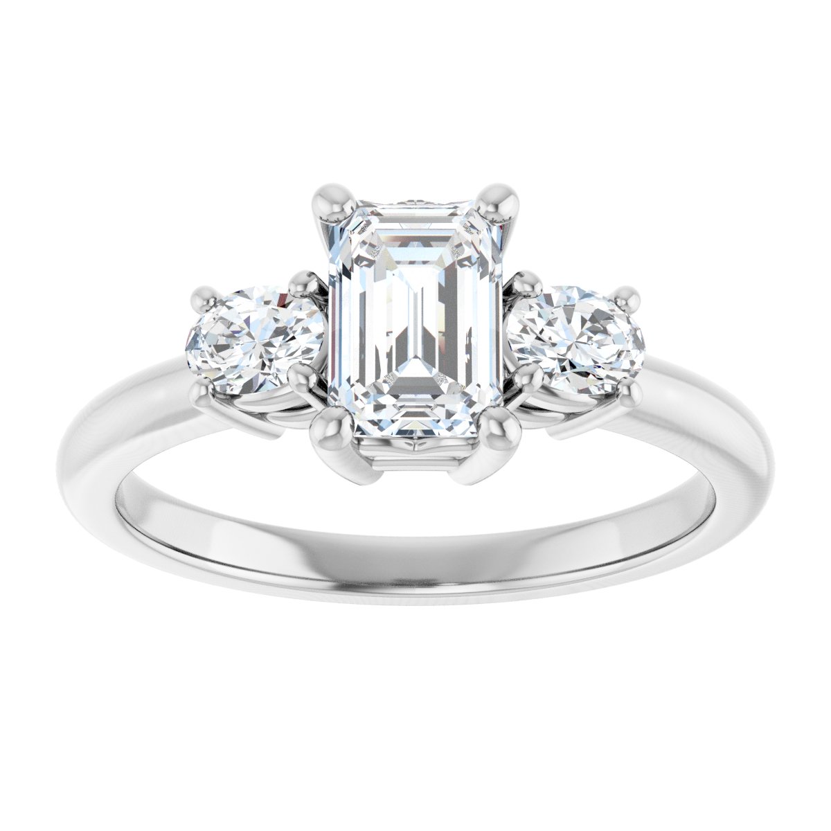 Emerald Three-Stone Engagement Ring Semi-Mount - gallery - Series 127205