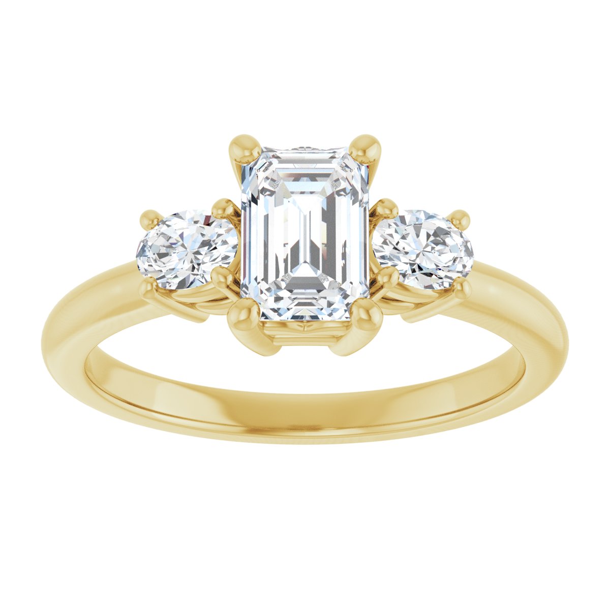 Emerald Three-Stone Engagement Ring Semi-Mount - gallery - Series 127205
