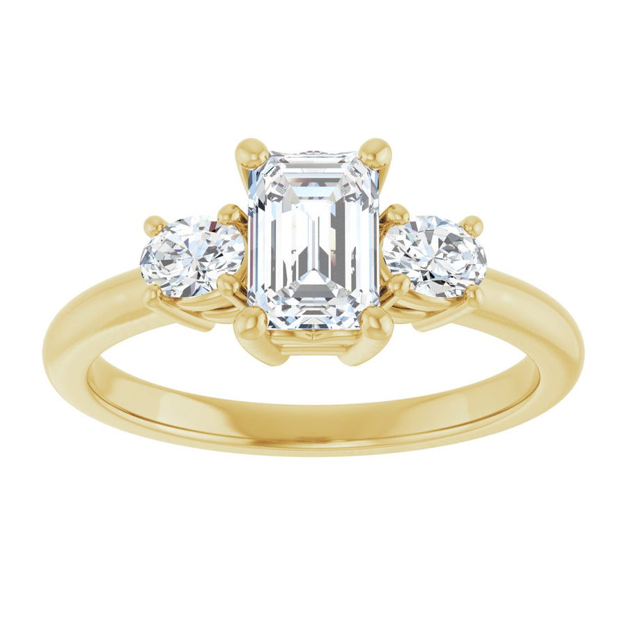 Emerald Three-Stone Engagement Ring Semi-Mount - gallery - Series 127205