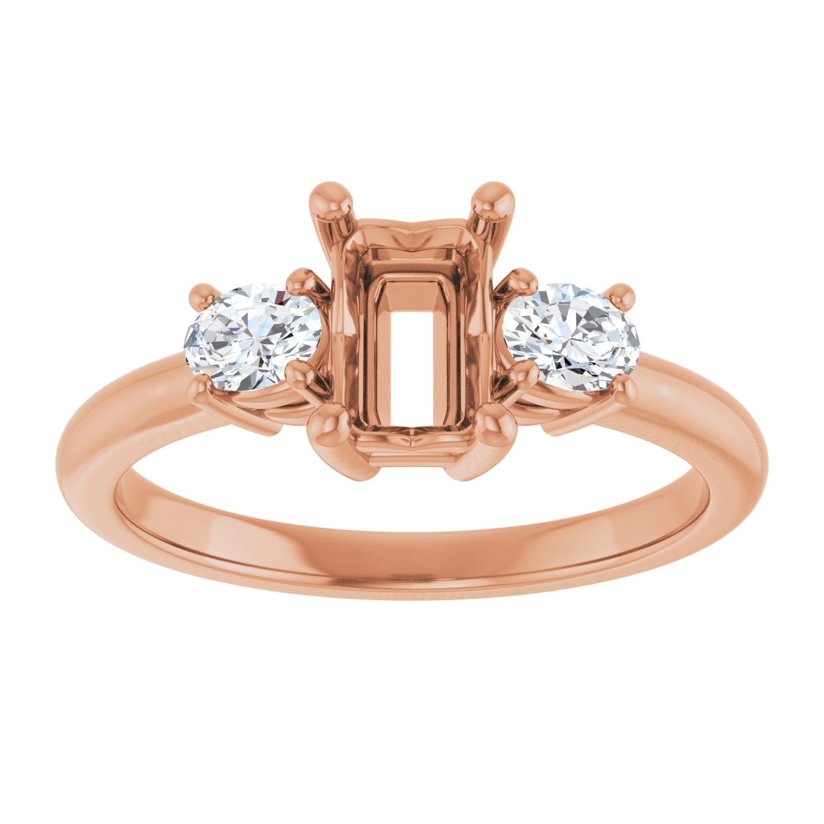 Emerald Three-Stone Engagement Ring Semi-Mount - gallery - Series 127205