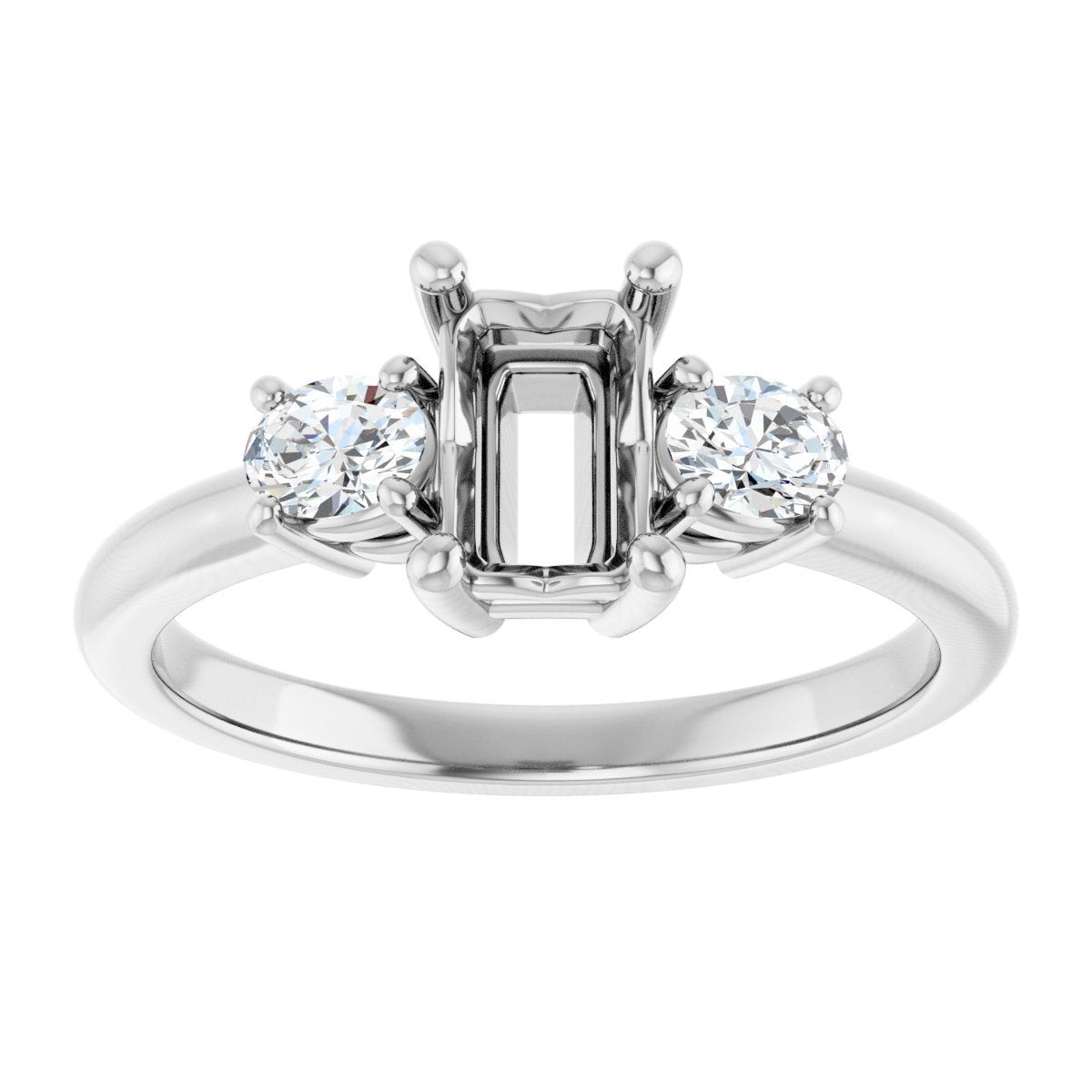 Emerald Three-Stone Engagement Ring Semi-Mount - gallery - Series 127205