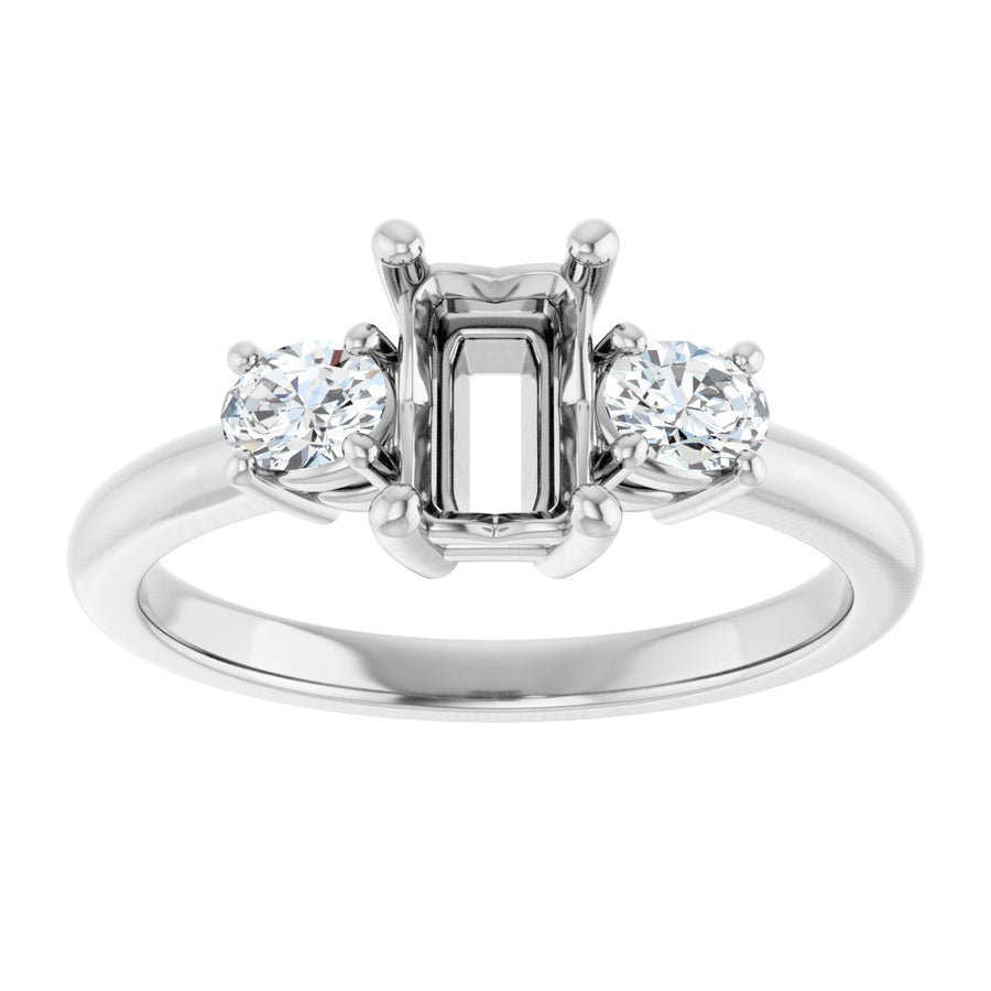 Emerald Three-Stone Engagement Ring Semi-Mount - gallery - Series 127205