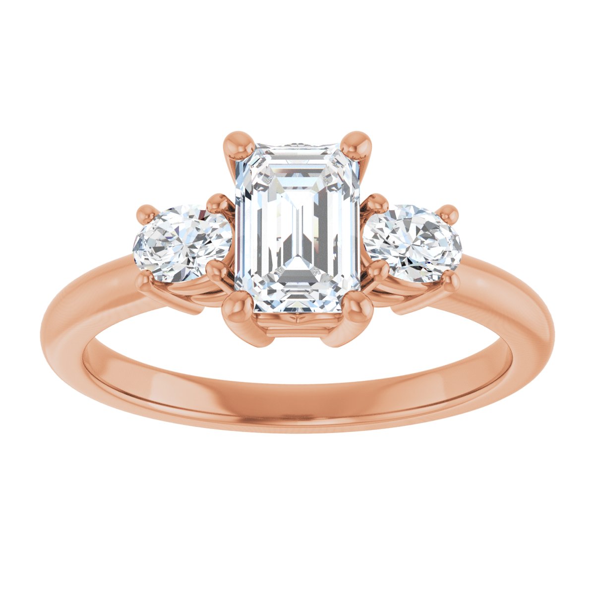 Emerald Three-Stone Engagement Ring Semi-Mount - gallery - Series 127205