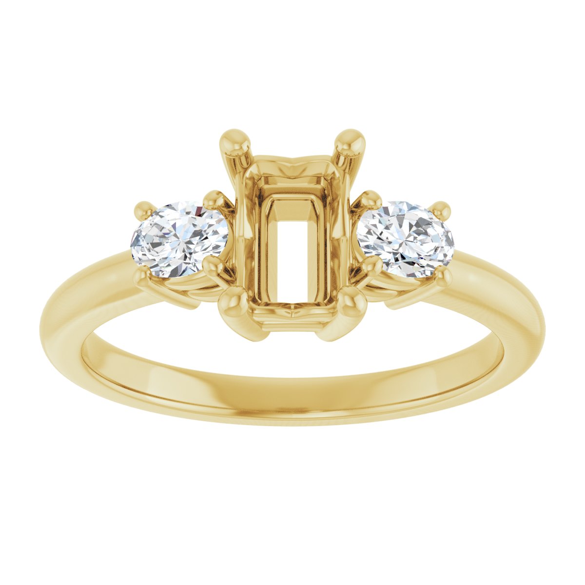 Emerald Three-Stone Engagement Ring Semi-Mount - gallery - Series 127205