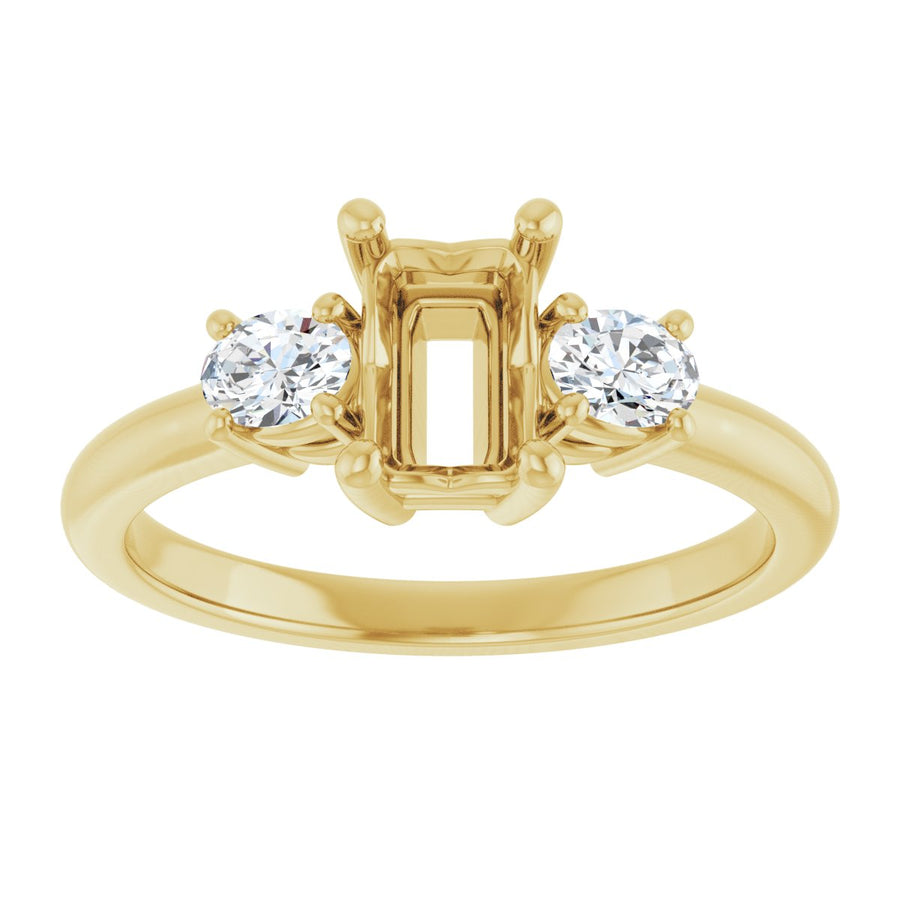 Emerald Three-Stone Engagement Ring Semi-Mount - gallery - Series 127205