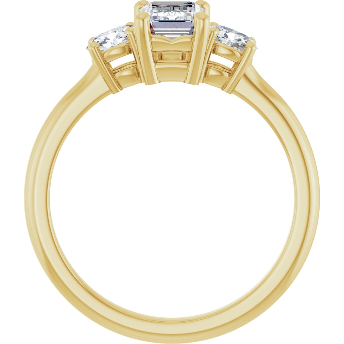 Emerald Three-Stone Engagement Ring Semi-Mount - gallery - Series 127205