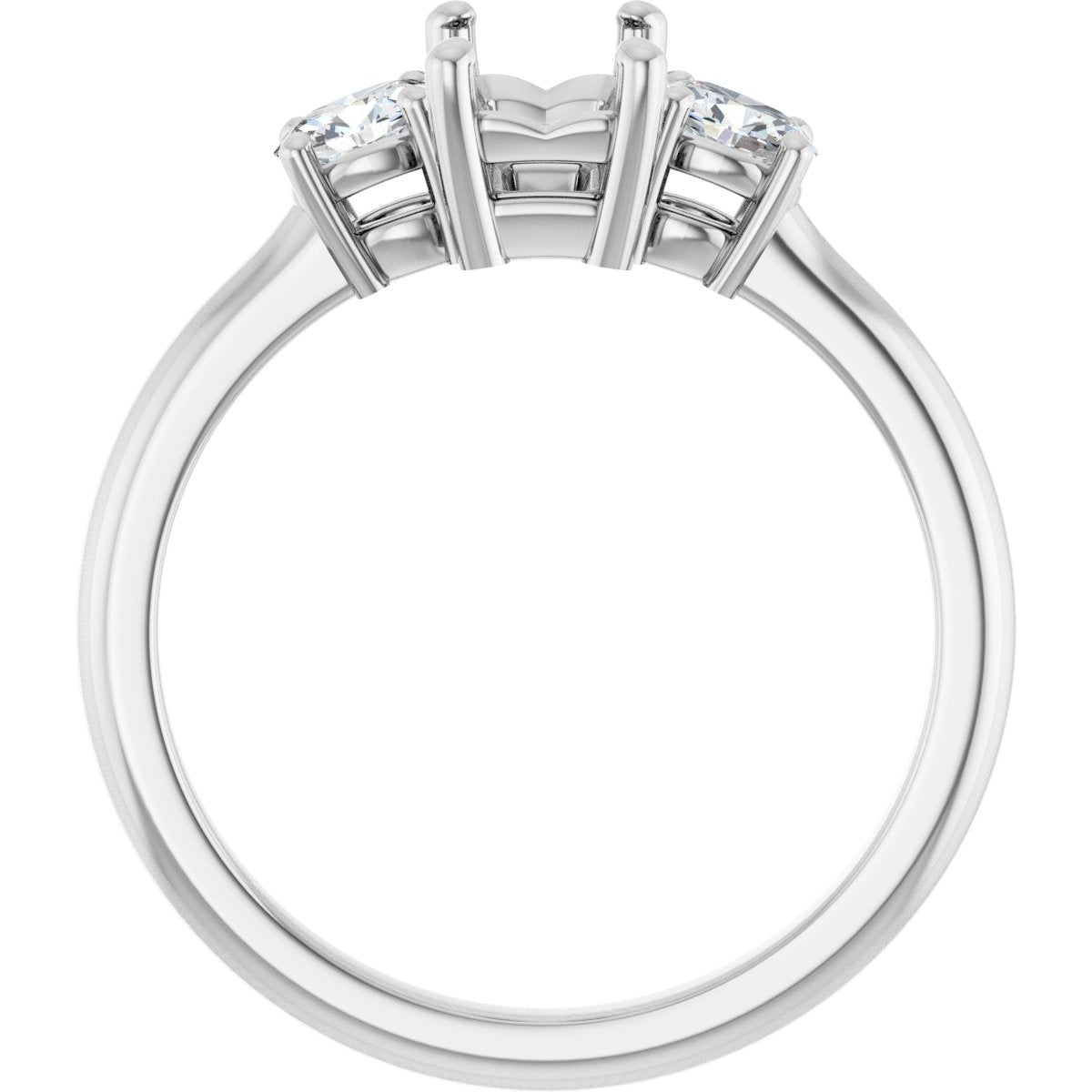 Emerald Three-Stone Engagement Ring Semi-Mount - gallery - Series 127205