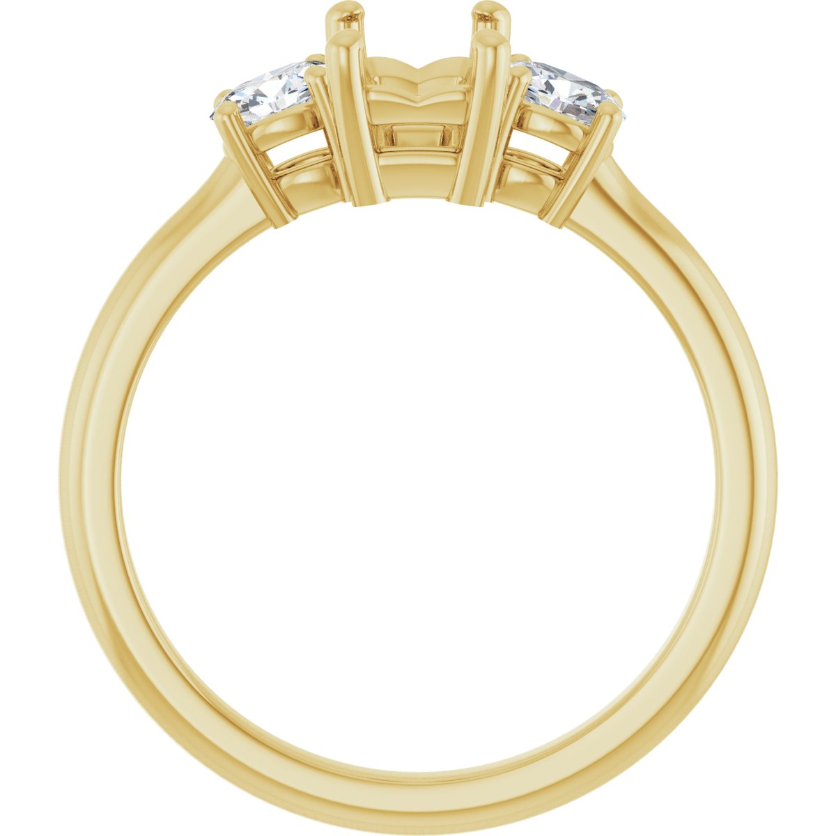 Emerald Three-Stone Engagement Ring Semi-Mount - gallery - Series 127205