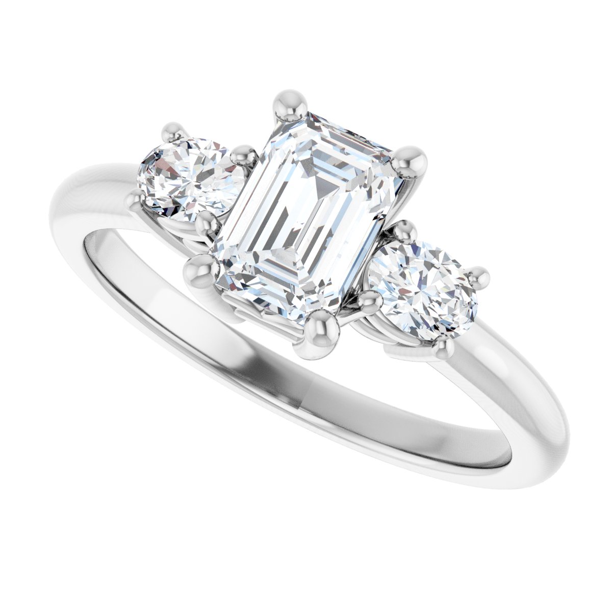 Emerald Three-Stone Engagement Ring Semi-Mount - gallery - Series 127205