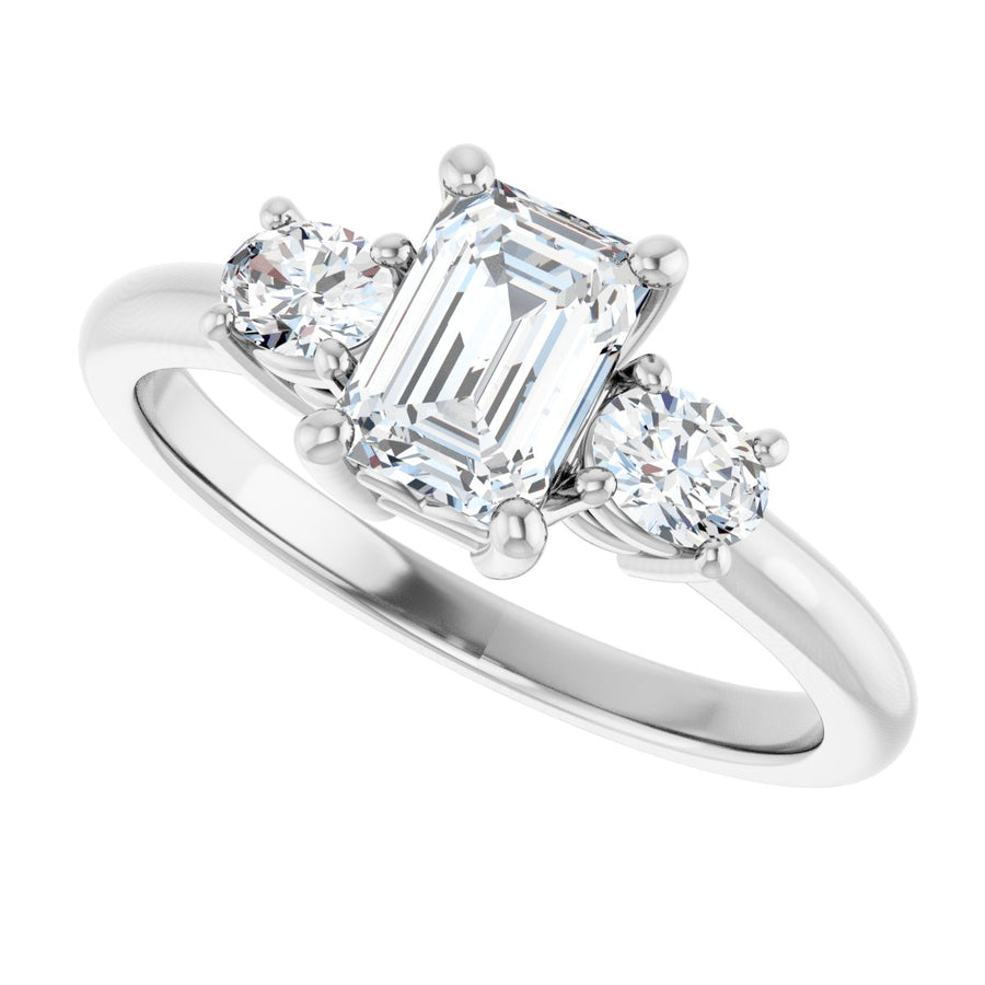 Emerald Three-Stone Engagement Ring Semi-Mount - gallery - Series 127205