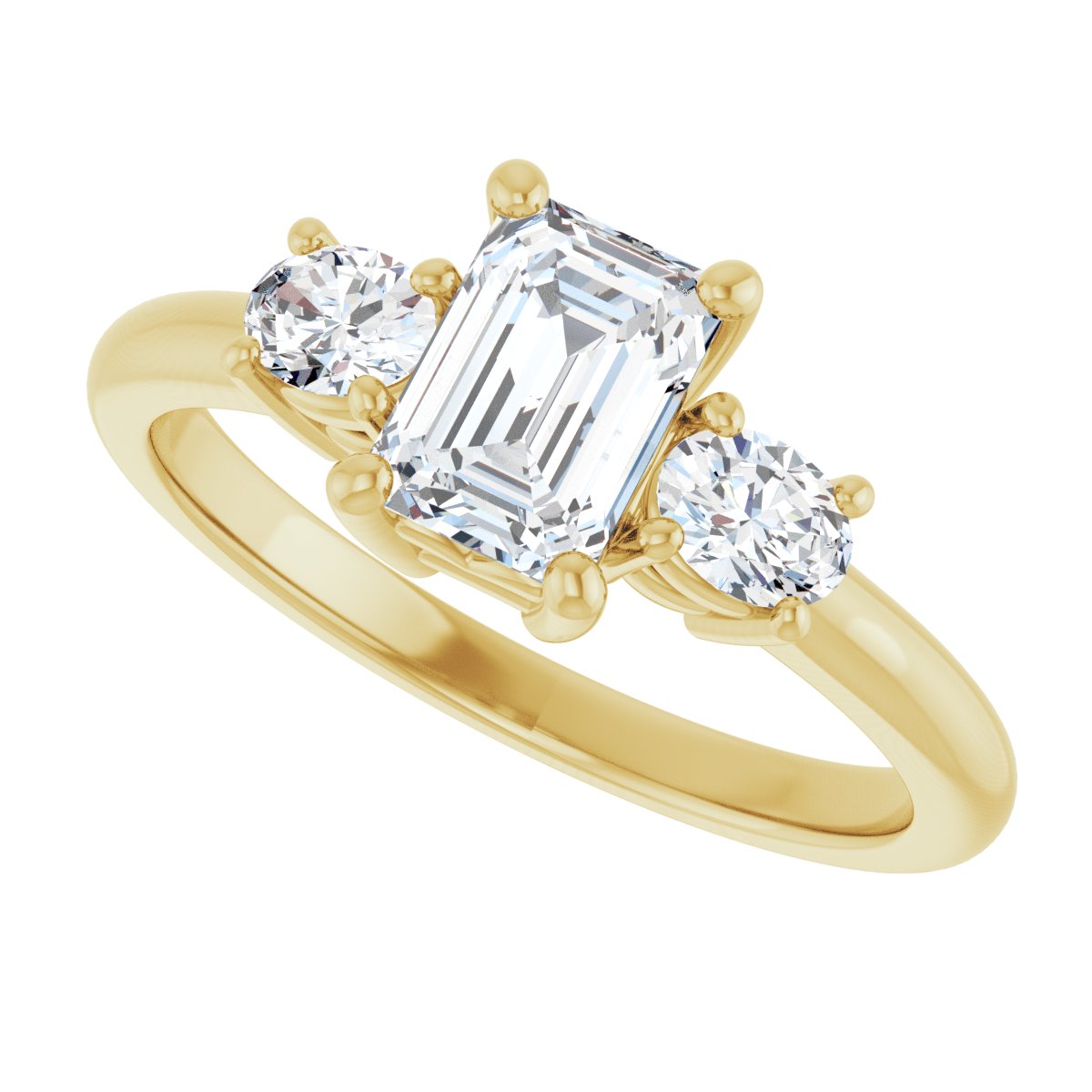 Emerald Three-Stone Engagement Ring Semi-Mount - gallery - Series 127205