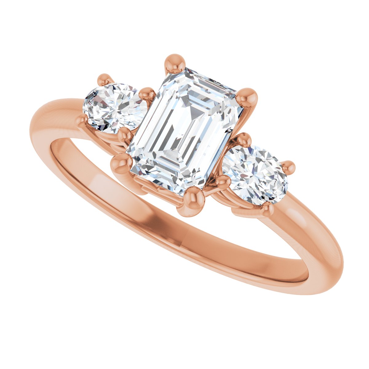 Emerald Three-Stone Engagement Ring Semi-Mount - gallery - Series 127205
