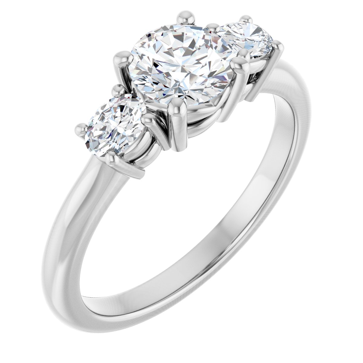 Natural Diamond Round Three-Stone Engagement Ring Semi-Mount - Platinum - Series 127205