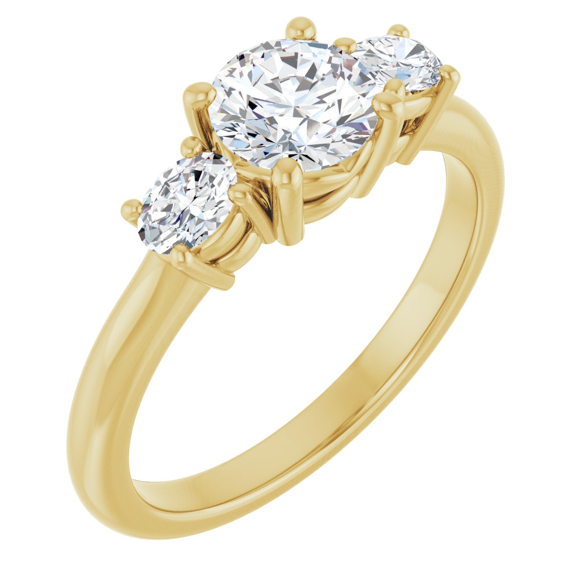 Natural Diamond Round Three-Stone Engagement Ring Semi-Mount - 14K Yellow Gold - Series 127205