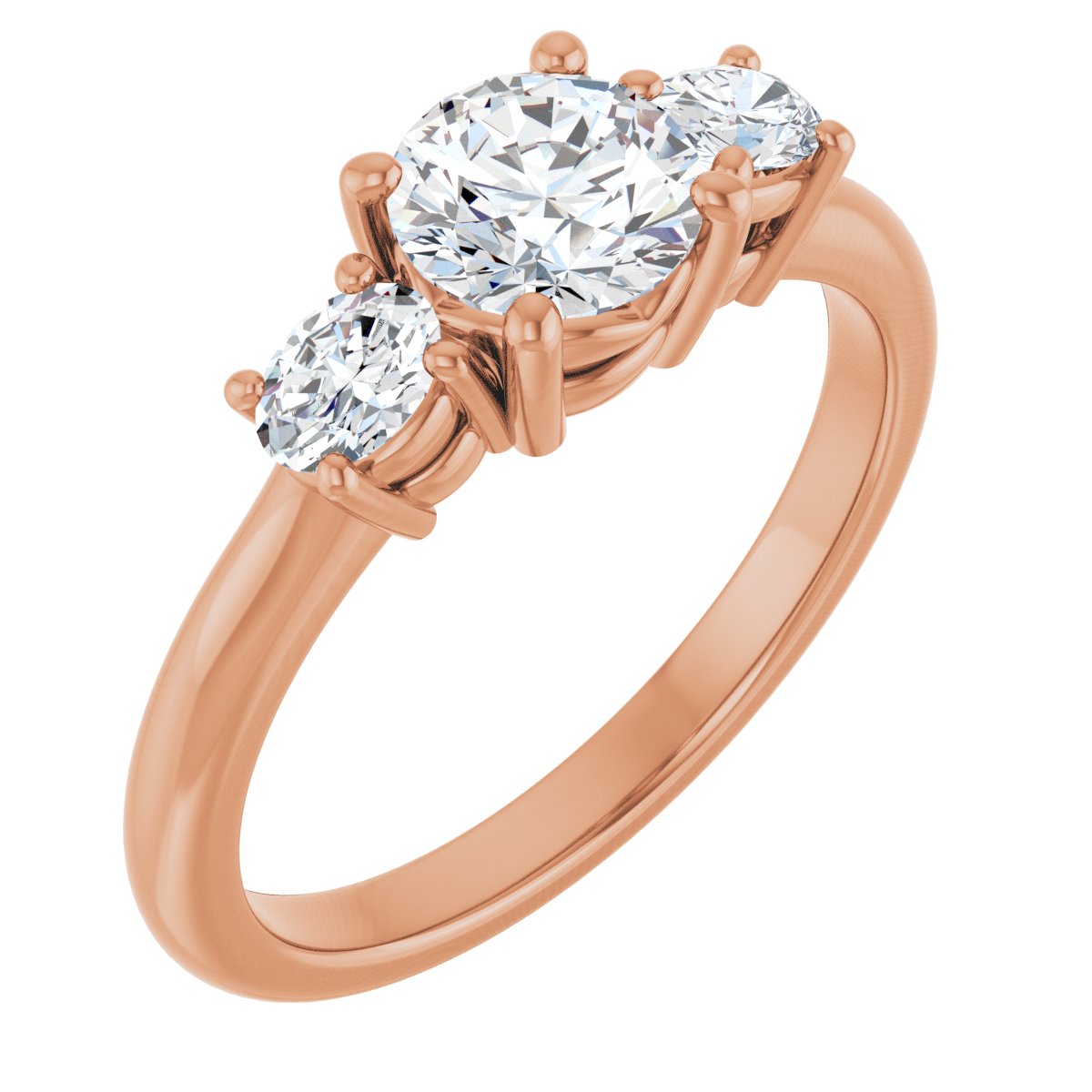 Natural Diamond Round Three-Stone Engagement Ring Semi-Mount - 14K Rose Gold - Series 127205