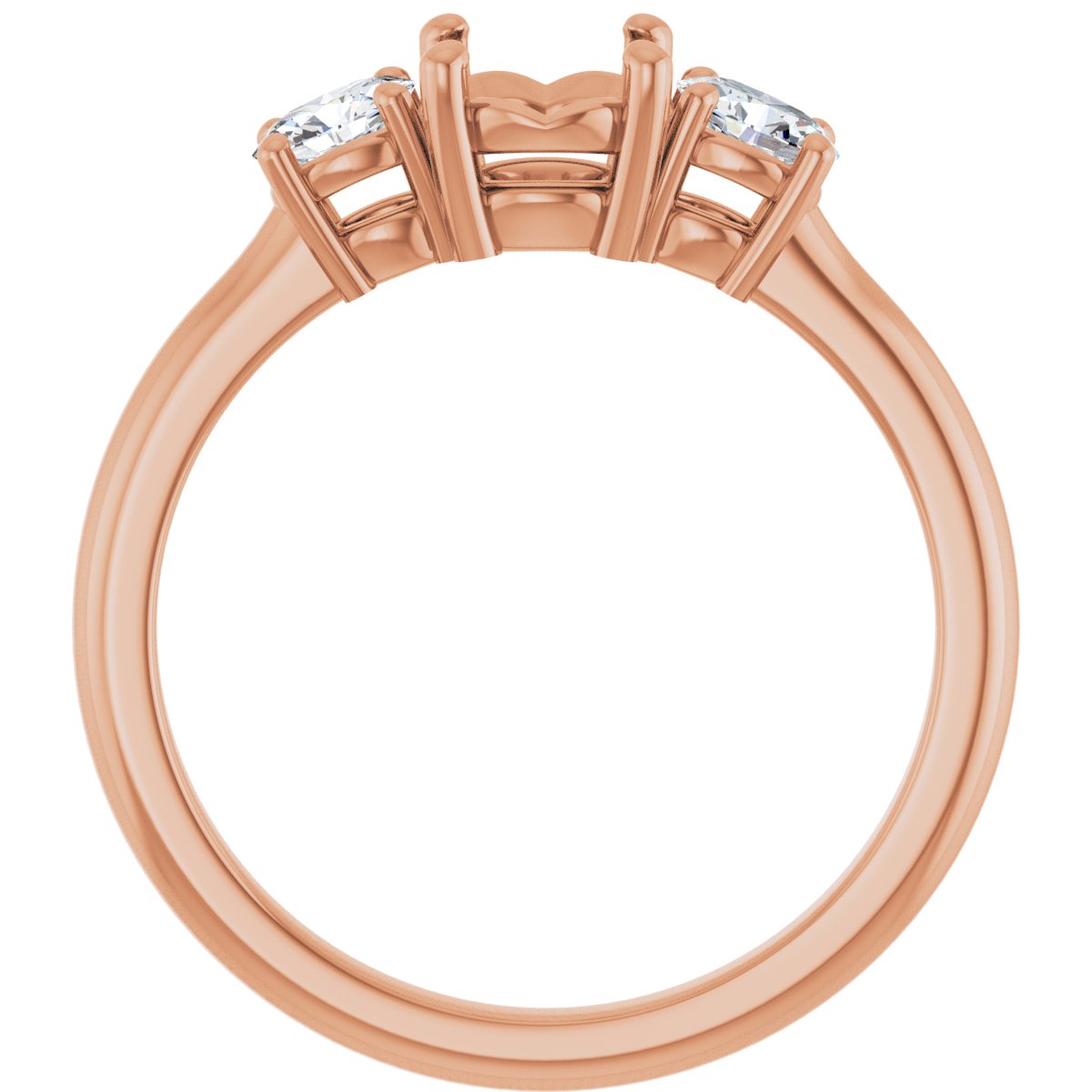 Round Three-Stone Engagement Ring Semi-Mount - gallery - Series 127205