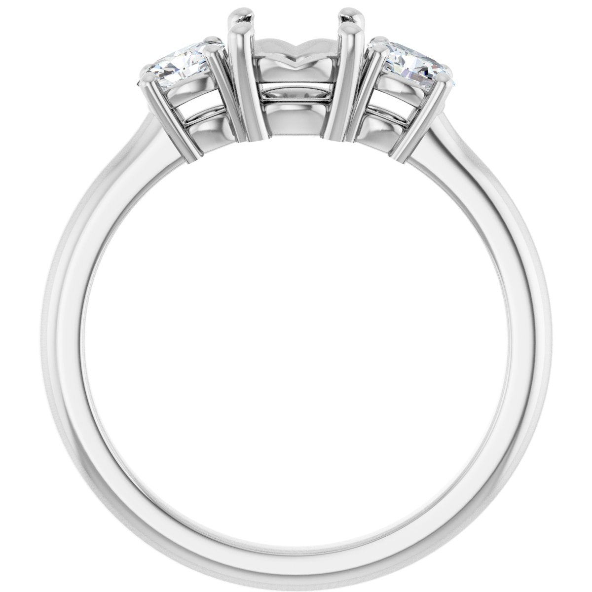 Round Three-Stone Engagement Ring Semi-Mount - gallery - Series 127205