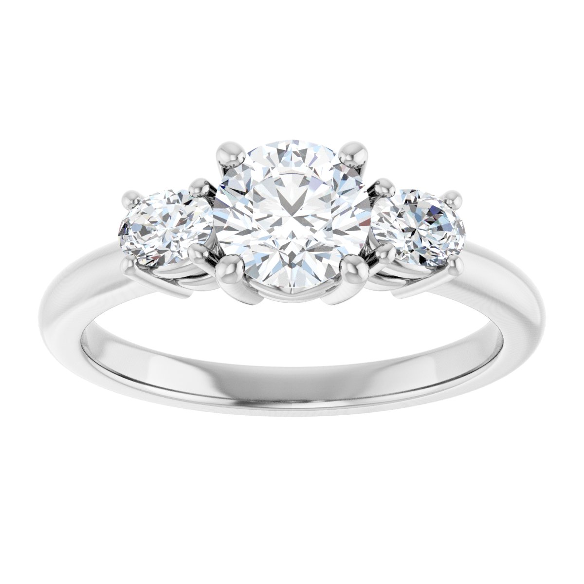 Round Three-Stone Engagement Ring Semi-Mount - gallery - Series 127205