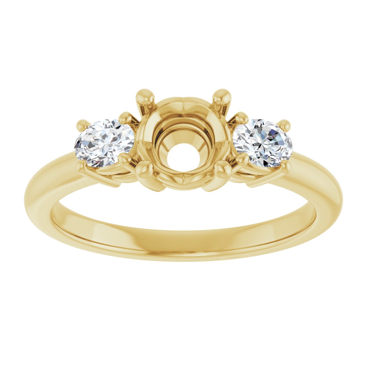 Round Three-Stone Engagement Ring Semi-Mount - gallery - Series 127205