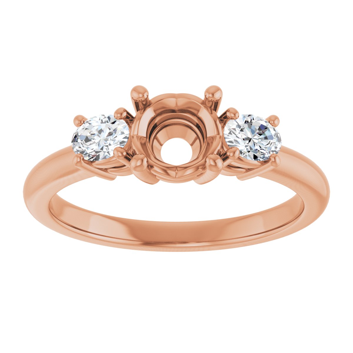 Round Three-Stone Engagement Ring Semi-Mount - gallery - Series 127205