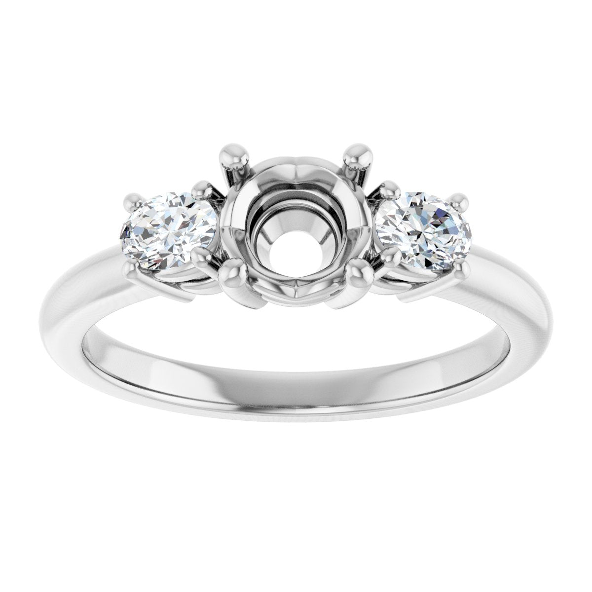 Round Three-Stone Engagement Ring Semi-Mount - gallery - Series 127205
