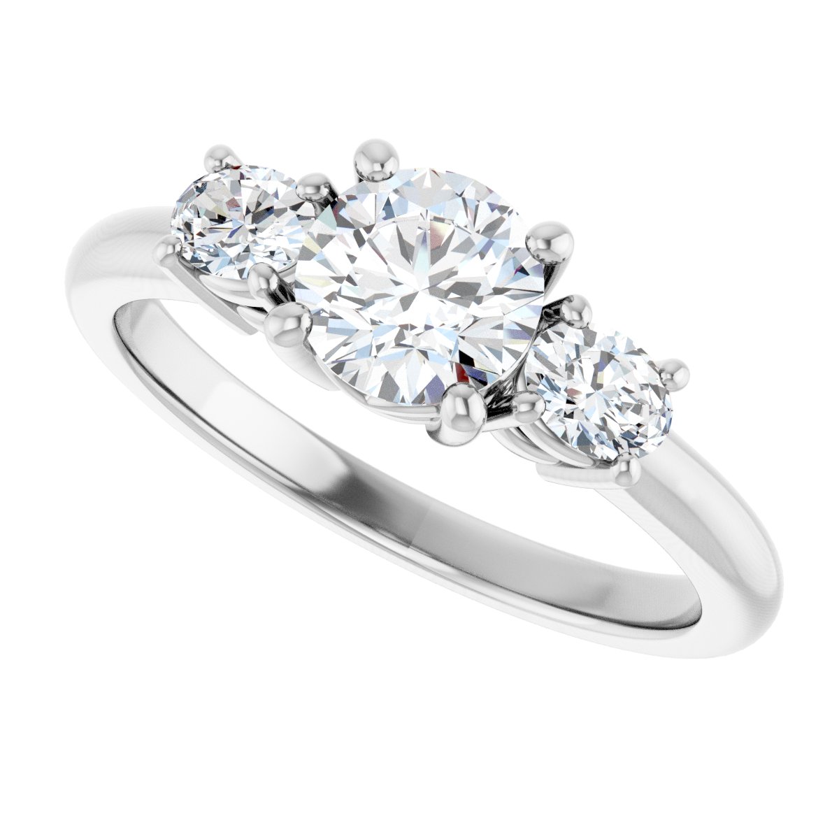 Round Three-Stone Engagement Ring Semi-Mount - gallery - Series 127205