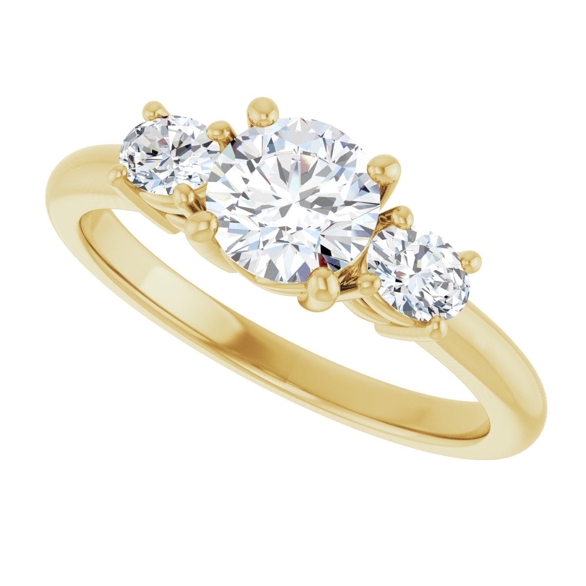 Round Three-Stone Engagement Ring Semi-Mount - gallery - Series 127205
