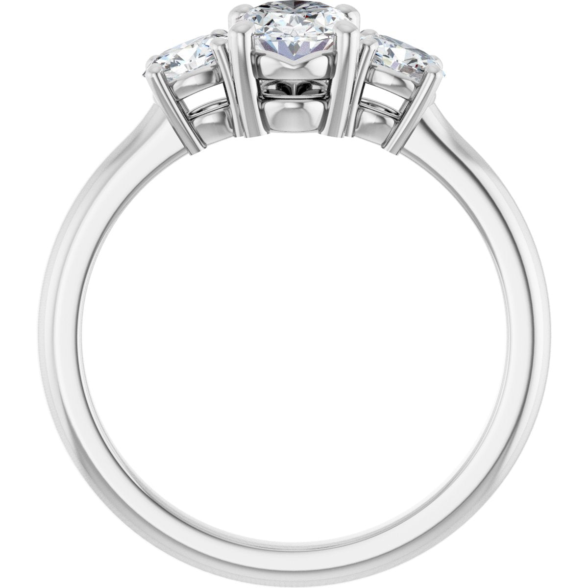 Oval Three-Stone Engagement Ring Semi-Mount - gallery - Series 127205