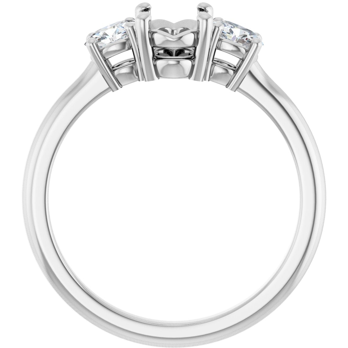 Oval Three-Stone Engagement Ring Semi-Mount - gallery - Series 127205