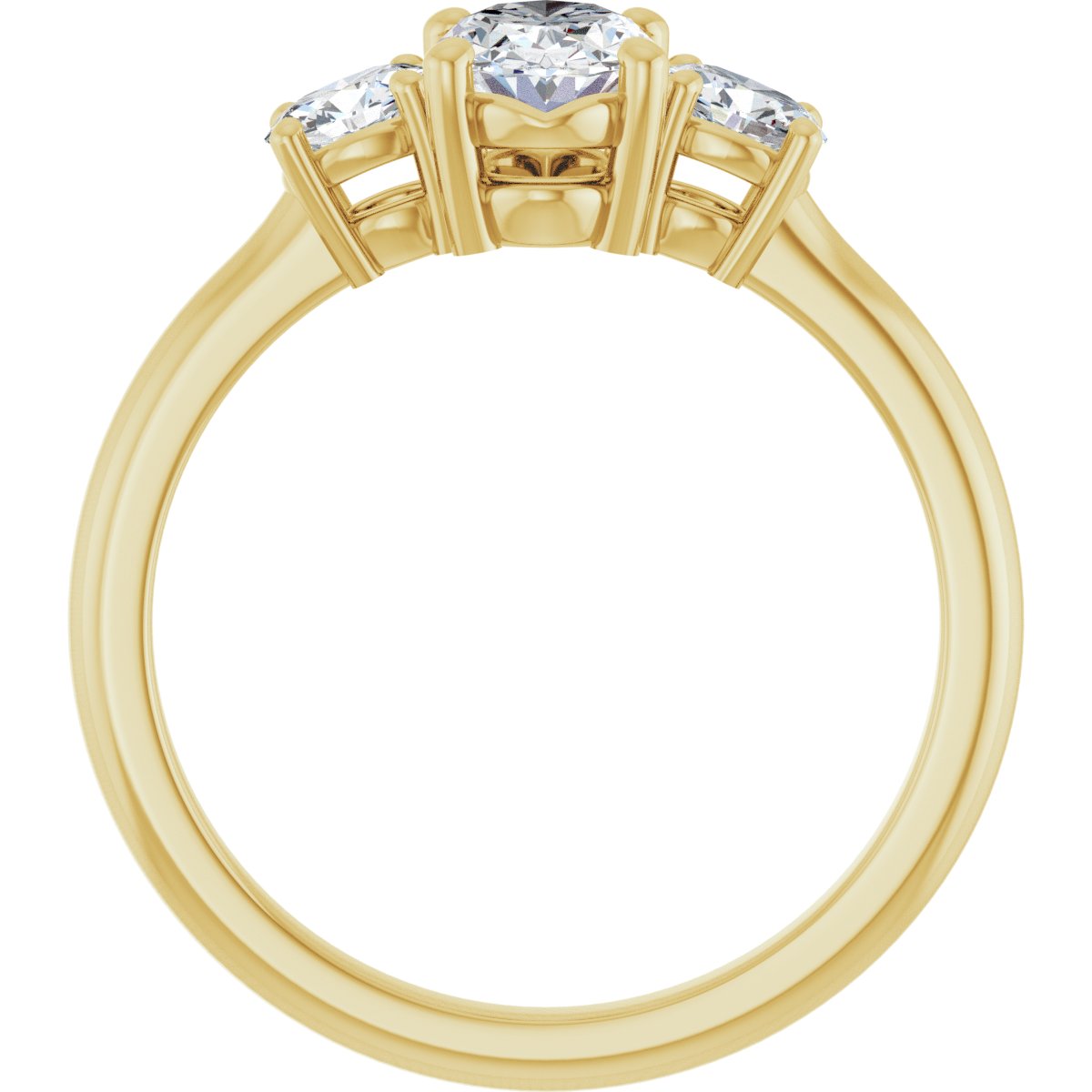 Oval Three-Stone Engagement Ring Semi-Mount - gallery - Series 127205