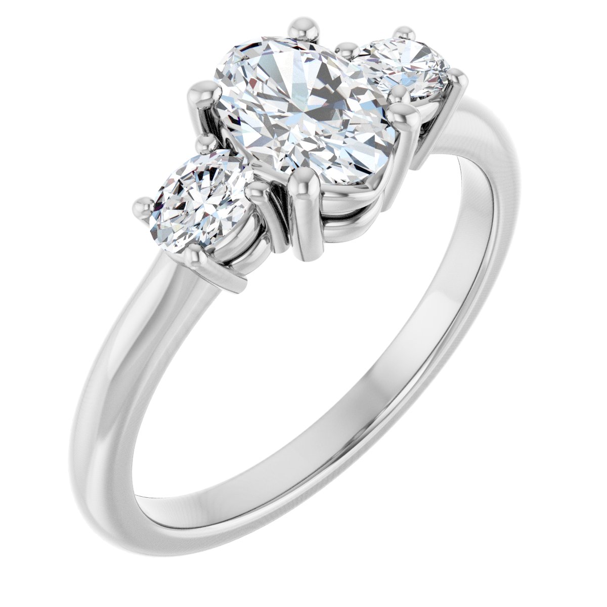 Natural Diamond Oval Three-Stone Engagement Ring Semi-Mount - Platinum - Series 127205