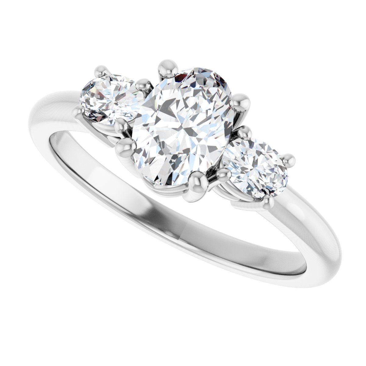 Oval Three-Stone Engagement Ring Semi-Mount - gallery - Series 127205