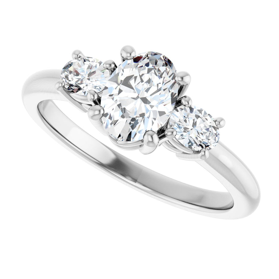 Oval Three-Stone Engagement Ring Semi-Mount - gallery - Series 127205